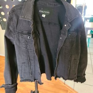 Dark gray/black Mairices cropped Jean jacket